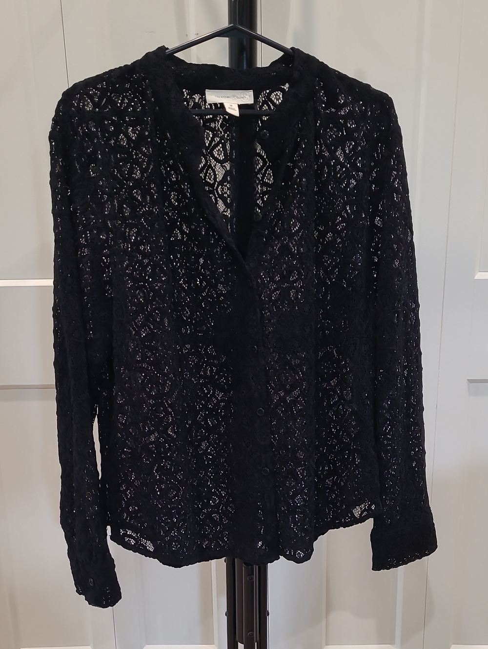 Treasure & Bond Black Lace Button-Down Shirt NWT
